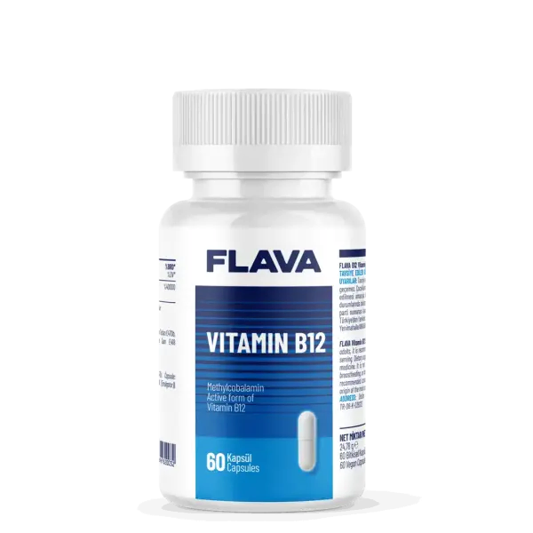 Flava Vitamin B12 60 Kapsül – Enerji ve Metabolizma Desteği