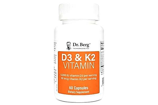 Dr. Berg D3 & K2 Vitamin 5000 IU – 60 Kapsül | Kemik & Bağışıklık Desteği