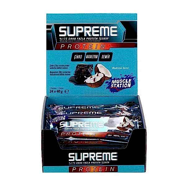 Muscle Station Supreme Protein Bar Dark Chocolate Coconut 40 Gr 24 Adet