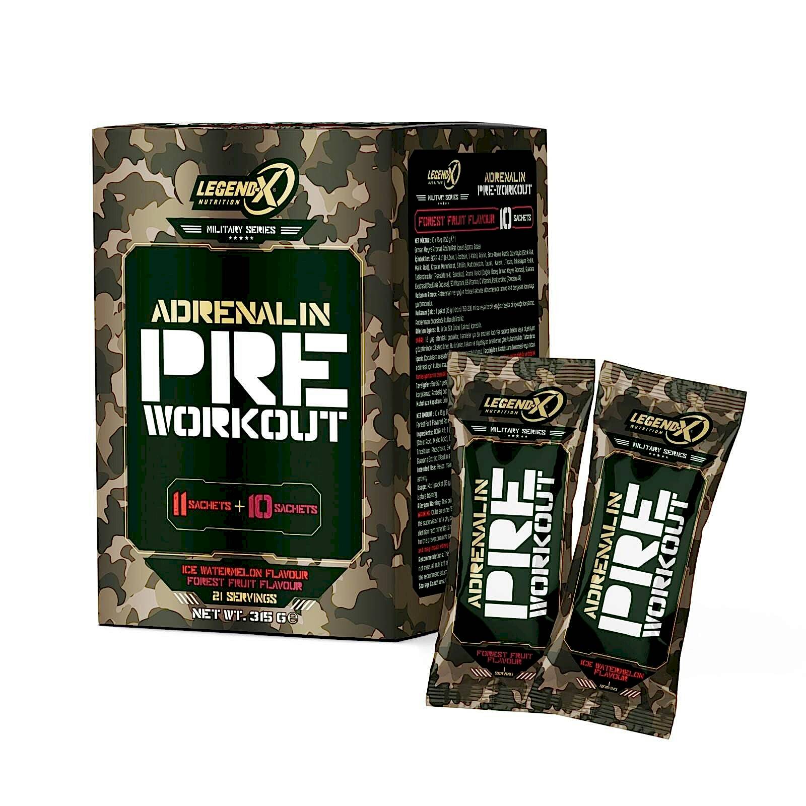 Legend X Adrenaline Pre-Workout 21 Şase x 10 Gr | 11 Ice Watermelon + 10 Forest Fruit